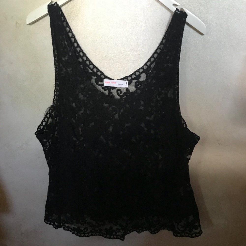 Black lacy sleeveless top